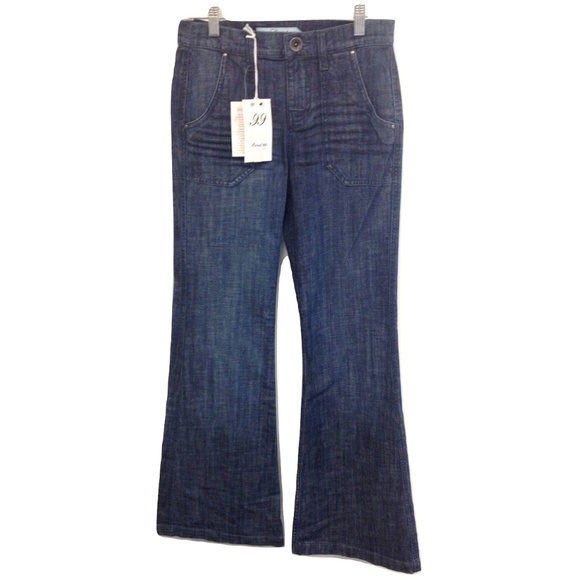 NWT Womens Size 4 or 27 27x32 1/2 Level 99 Anthropologie Blue Denim Flare Jeans - Picture 2 of 4